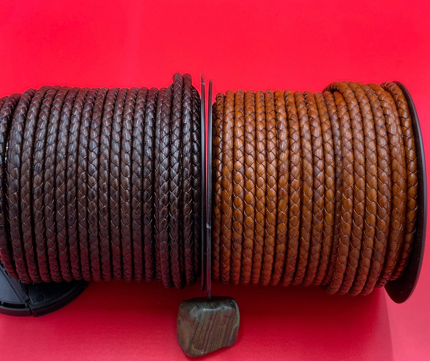 MADE in SPAIN 24" 5mm braided leather cord, 5mm brown braided leather cord