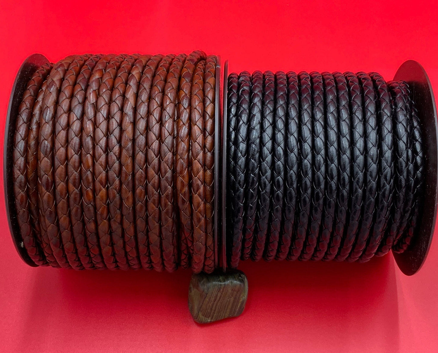 MADE in SPAIN 24" 6mm braided leather cord, 6mm brown and black braided leather cord