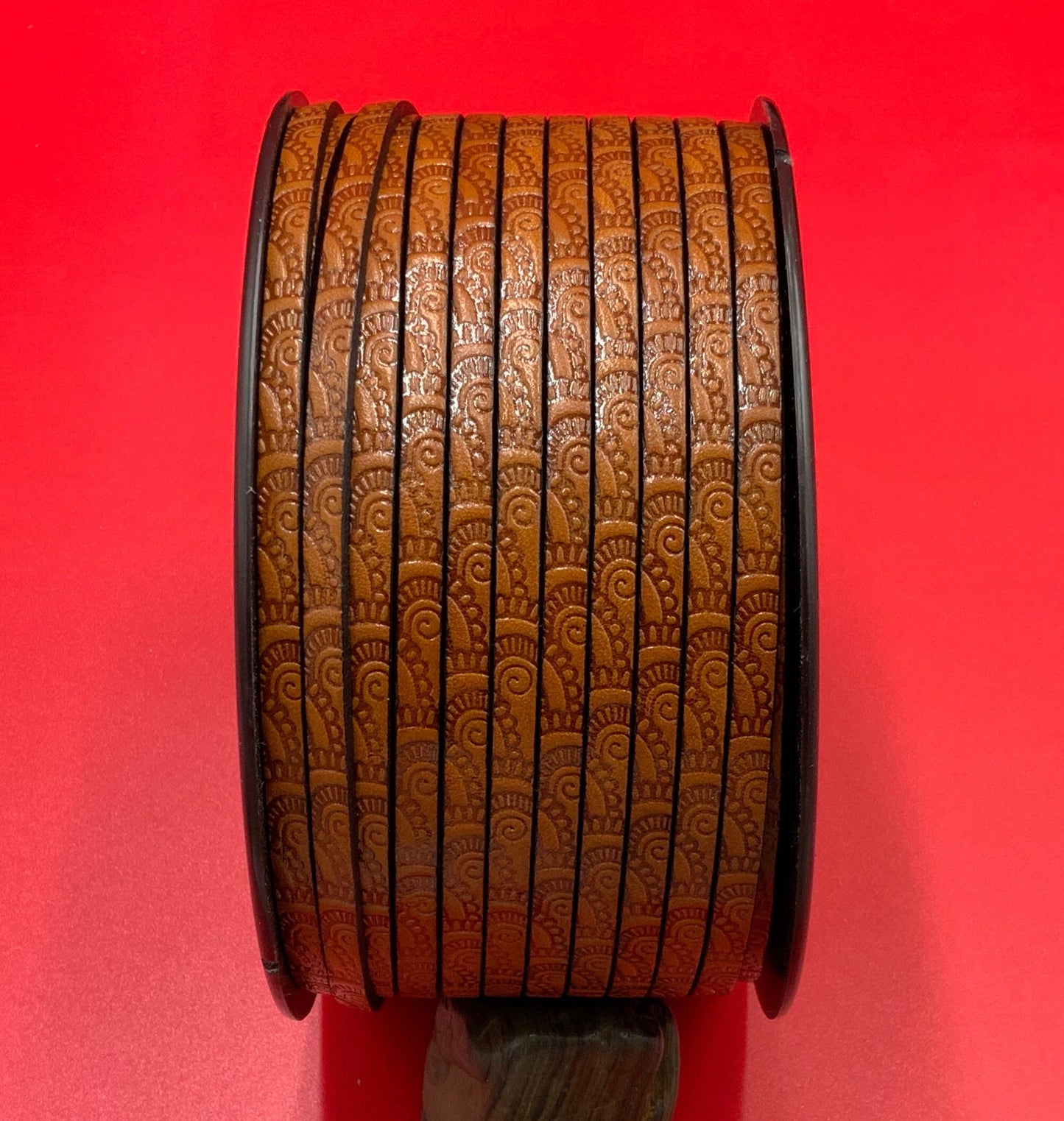 MADE in EUROPE 24" flat leather cord, embossed 5mm leather cord, genuine leather cord