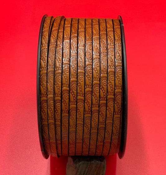 MADE in EUROPE 24" flat leather cord, embossed 5mm leather cord, genuine leather cord