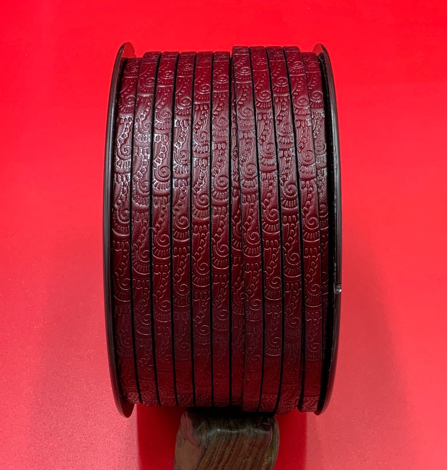 MADE in EUROPE 24" flat leather cord, embossed 5mm leather cord, genuine leather cord