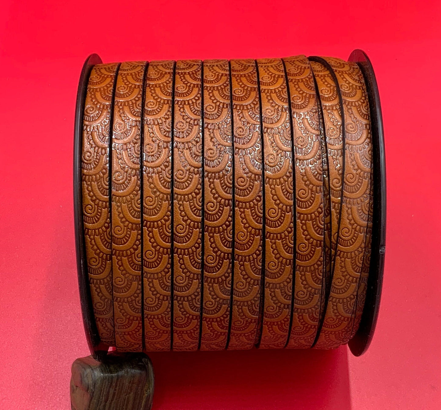 MADE in EUROPE 24" flat leather cord, embossed 10mm leather cord, genuine leather cord