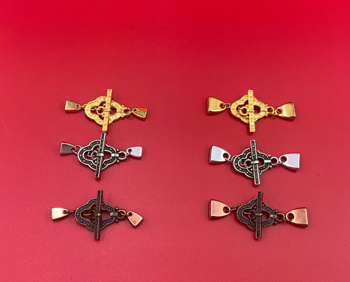 FC0320>>MADE in EUROPE Zamak toggle clasp for flat leather cord, Guinevere gold, silver or copper finished toggle clasp Qty1