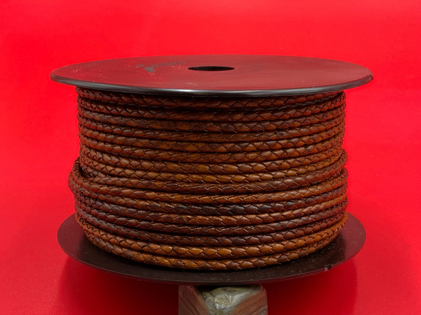 MADE in EUROPE 24" of braided bolo 3mm leather cord, 3mm tobacco, black and dark brown braided leather cord