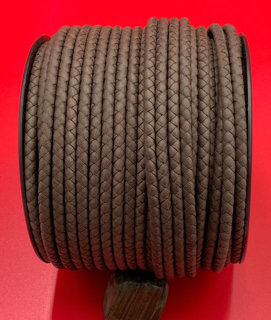 MADE IN SPAIN 24"  5mm Arizona braided leather cord, 5mm brown braided leather cord