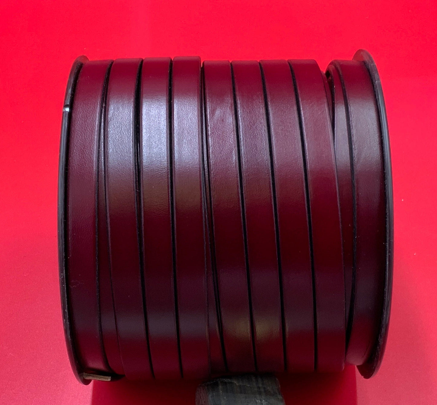 MADE IN SPAIN 24" flat leather cord, flat red and dark red leather cord, 10mm flat leather cord