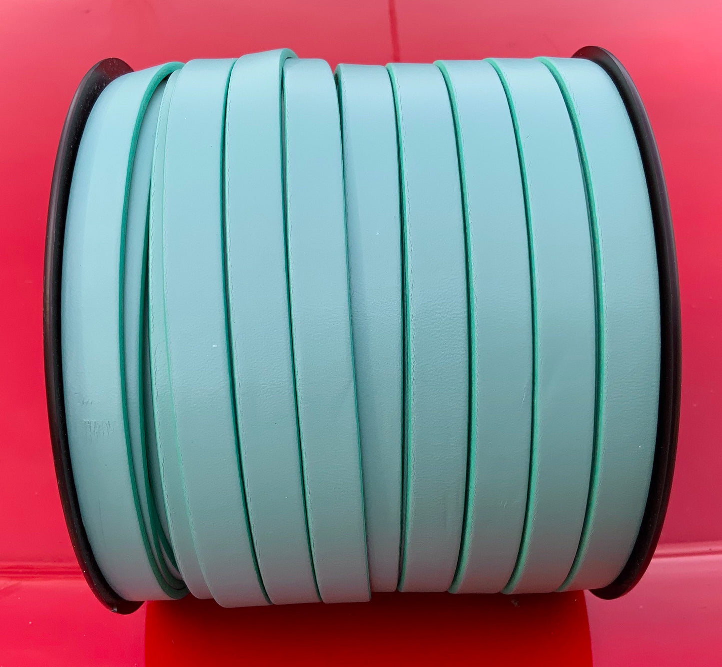 MADE in EUROPE 24" of 10mm flat leather cord, genuine green leather 10mm strip, flat green leather cord