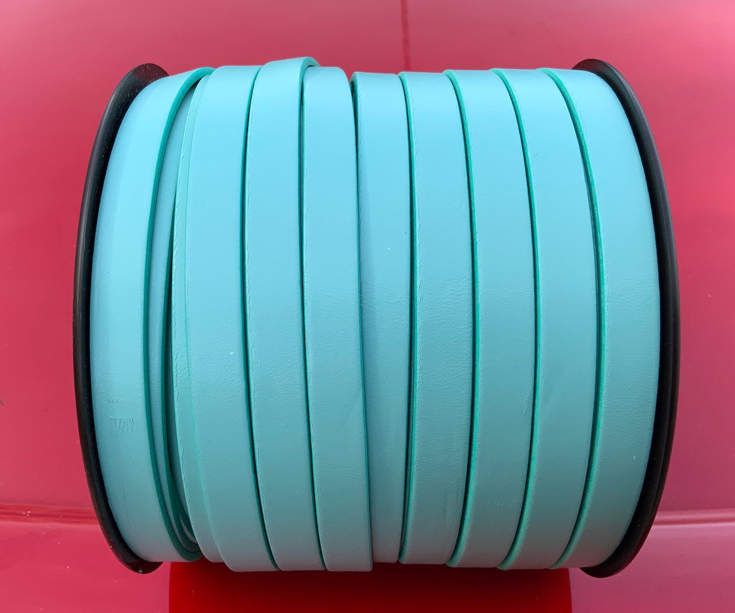 MADE in EUROPE 24" of 10mm flat leather cord, genuine green leather 10mm strip, flat green leather cord