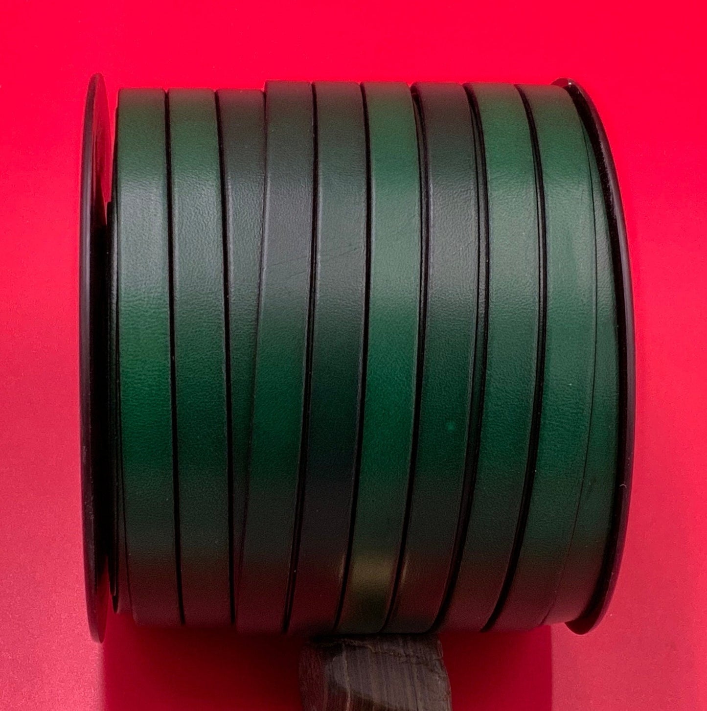 MADE in EUROPE 24" of 10mm flat leather cord, genuine green leather 10mm strip, flat green leather cord