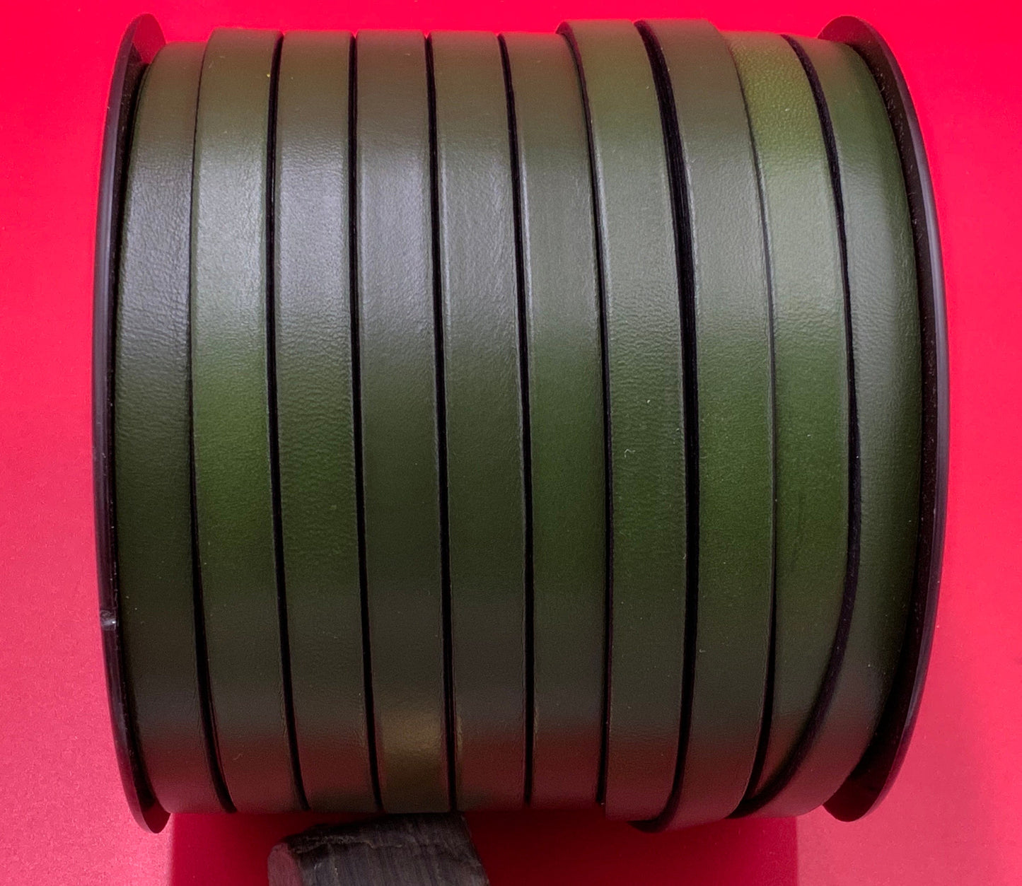 MADE in EUROPE 24" of 10mm flat leather cord, genuine green leather 10mm strip, flat green leather cord