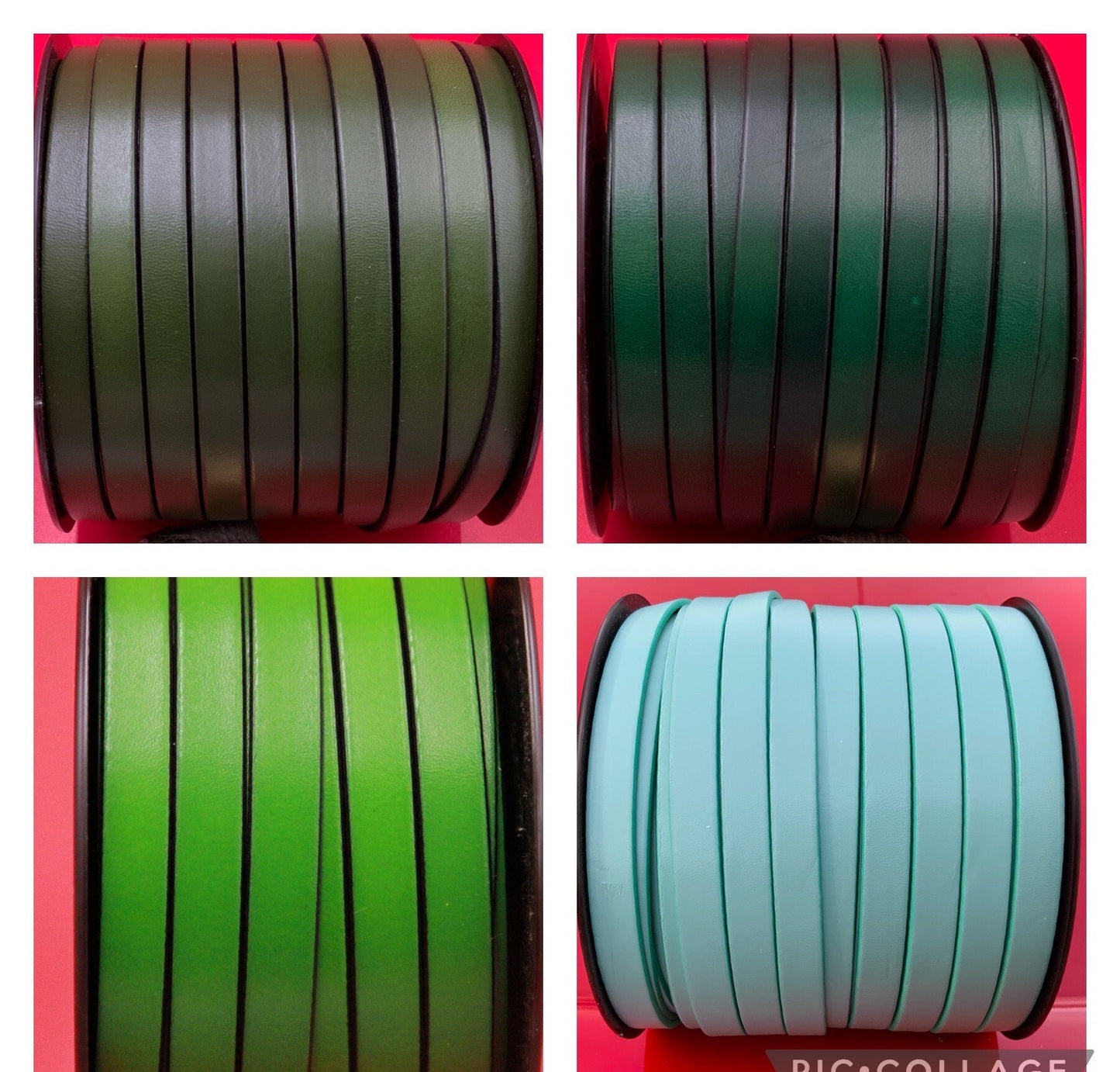 MADE in EUROPE 24" of 10mm flat leather cord, genuine green leather 10mm strip, flat green leather cord