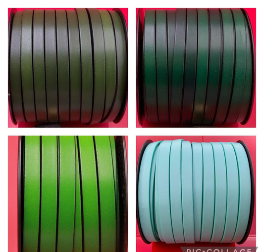 MADE in EUROPE 24" of 10mm flat leather cord, genuine green leather 10mm strip, flat green leather cord