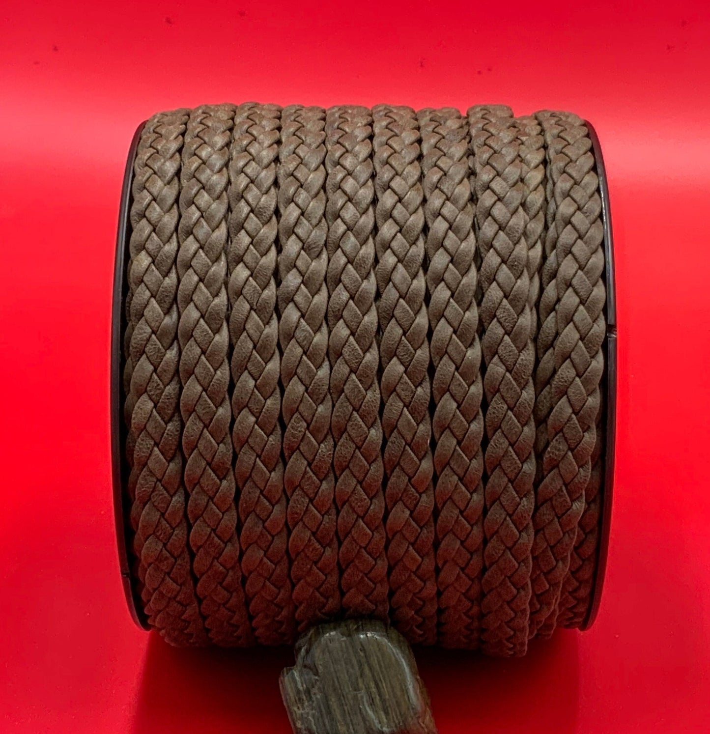 MADE IN SPAIN 24" Arizona flat braided leather cord, jewelry cord, brown braided cord (TRP104x3)