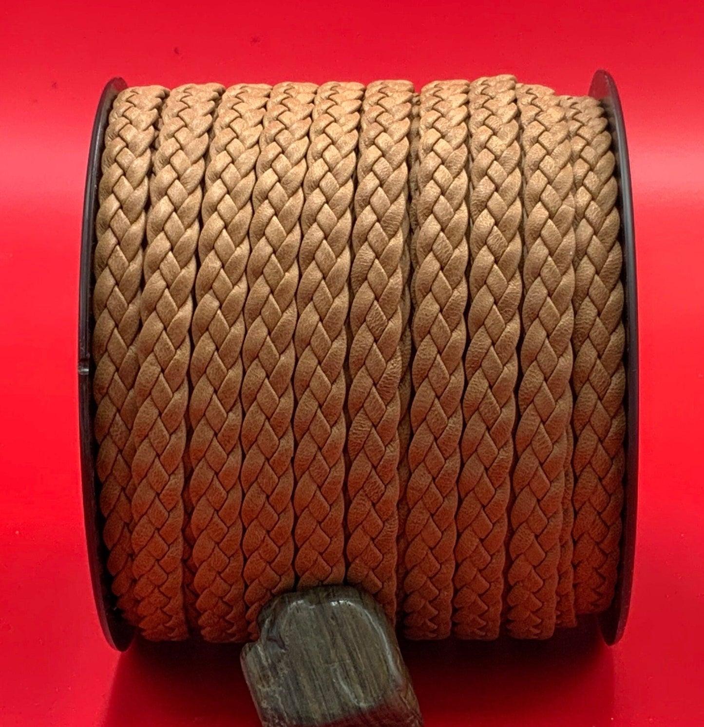 MADE IN SPAIN 24" Arizona flat braided leather cord, jewelry cord, brown braided cord (TRP104x3)