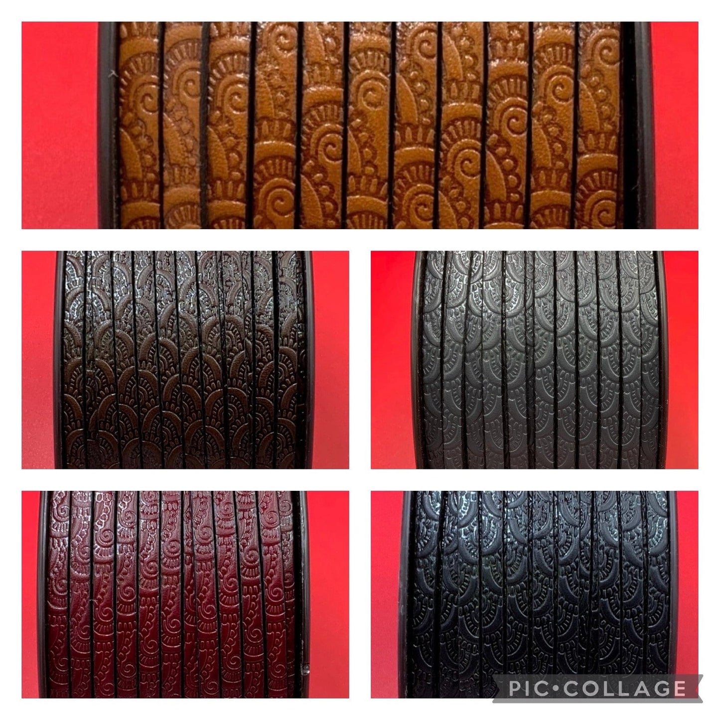 MADE in EUROPE 24" flat leather cord, embossed 5mm leather cord, genuine leather cord