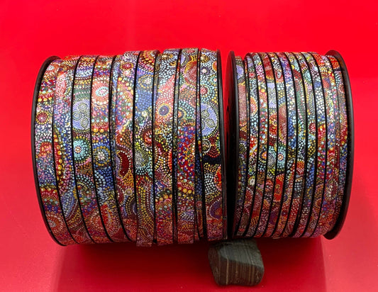 MADE in EUROPE 24'' multi color leather cord, 5mm or 10mm flat leather cord