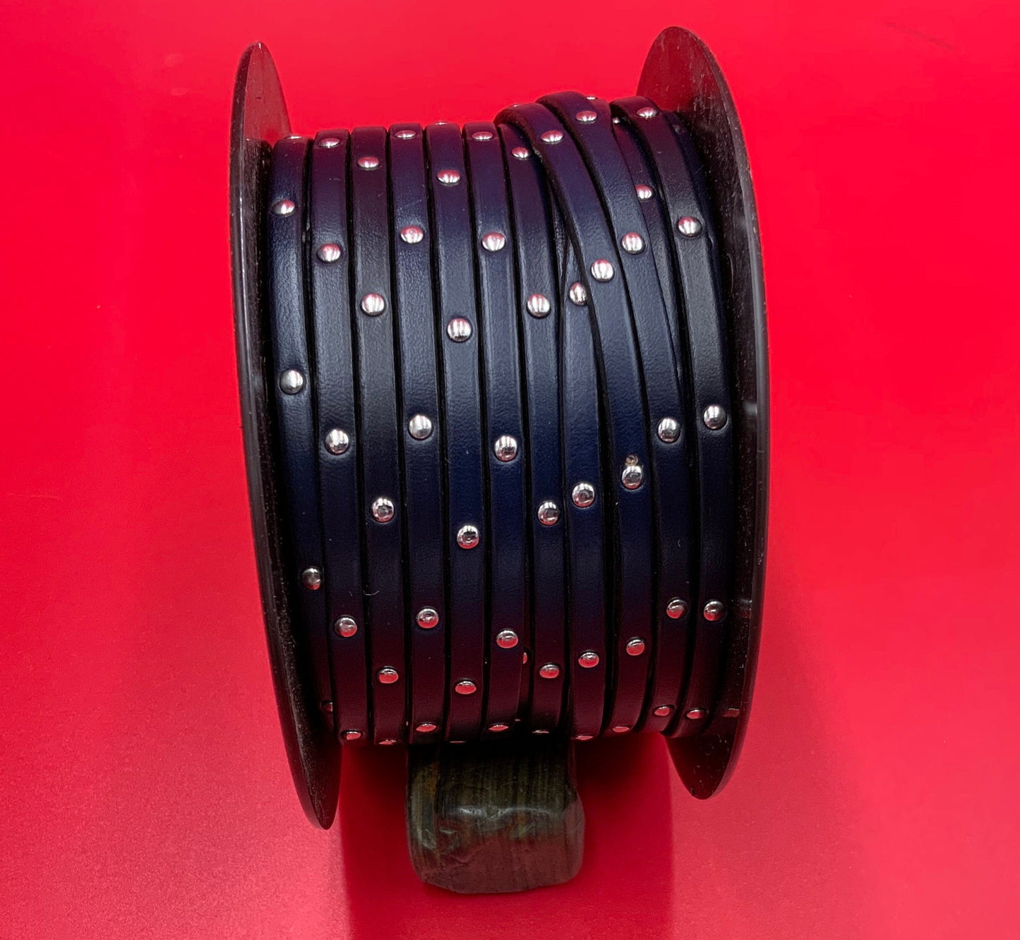 MADE in EUROPE 24'' flat 5mm leather cord with rivets, 5mm flat leather cord, 5mm leather cord