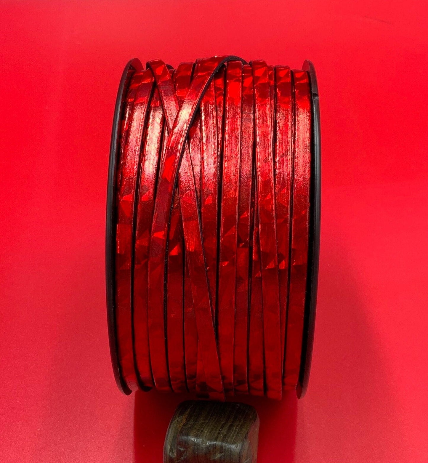 MADE in SPAIN 24" flat leather cord, 5mm broken glass-looking metallic leather cord, 5mm reflective leather cord