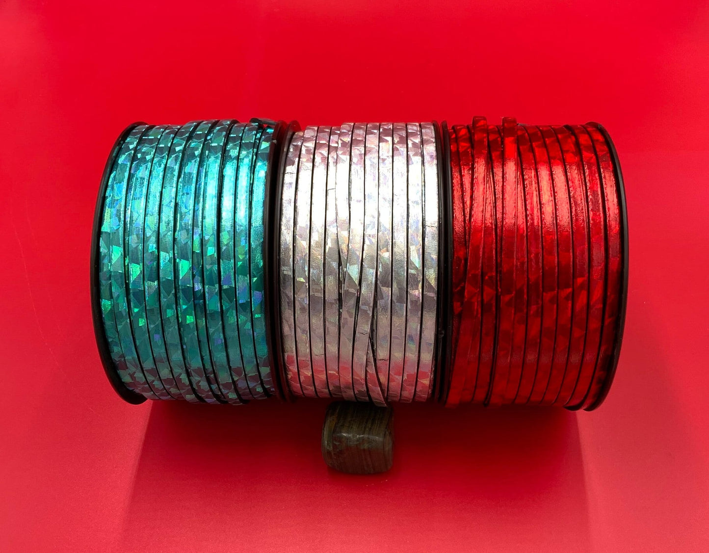 MADE in SPAIN 24" flat leather cord, 5mm broken glass-looking metallic leather cord, 5mm reflective leather cord