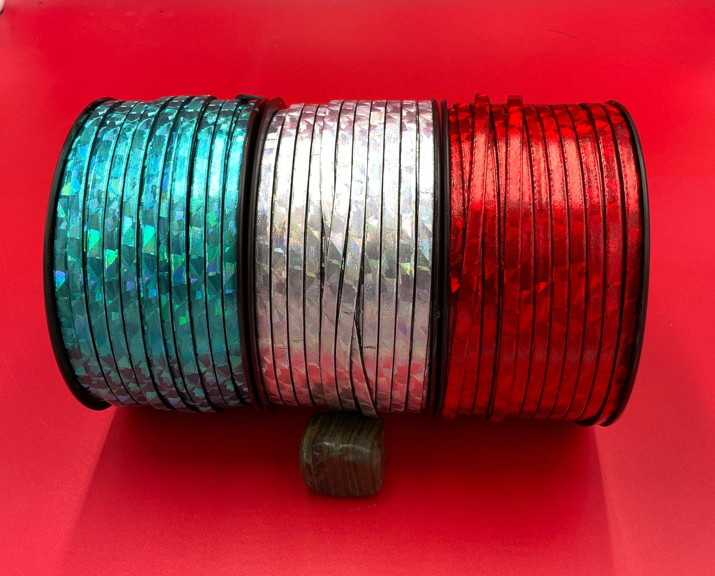 MADE in SPAIN 24" flat leather cord, 5mm broken glass-looking metallic leather cord, 5mm reflective leather cord
