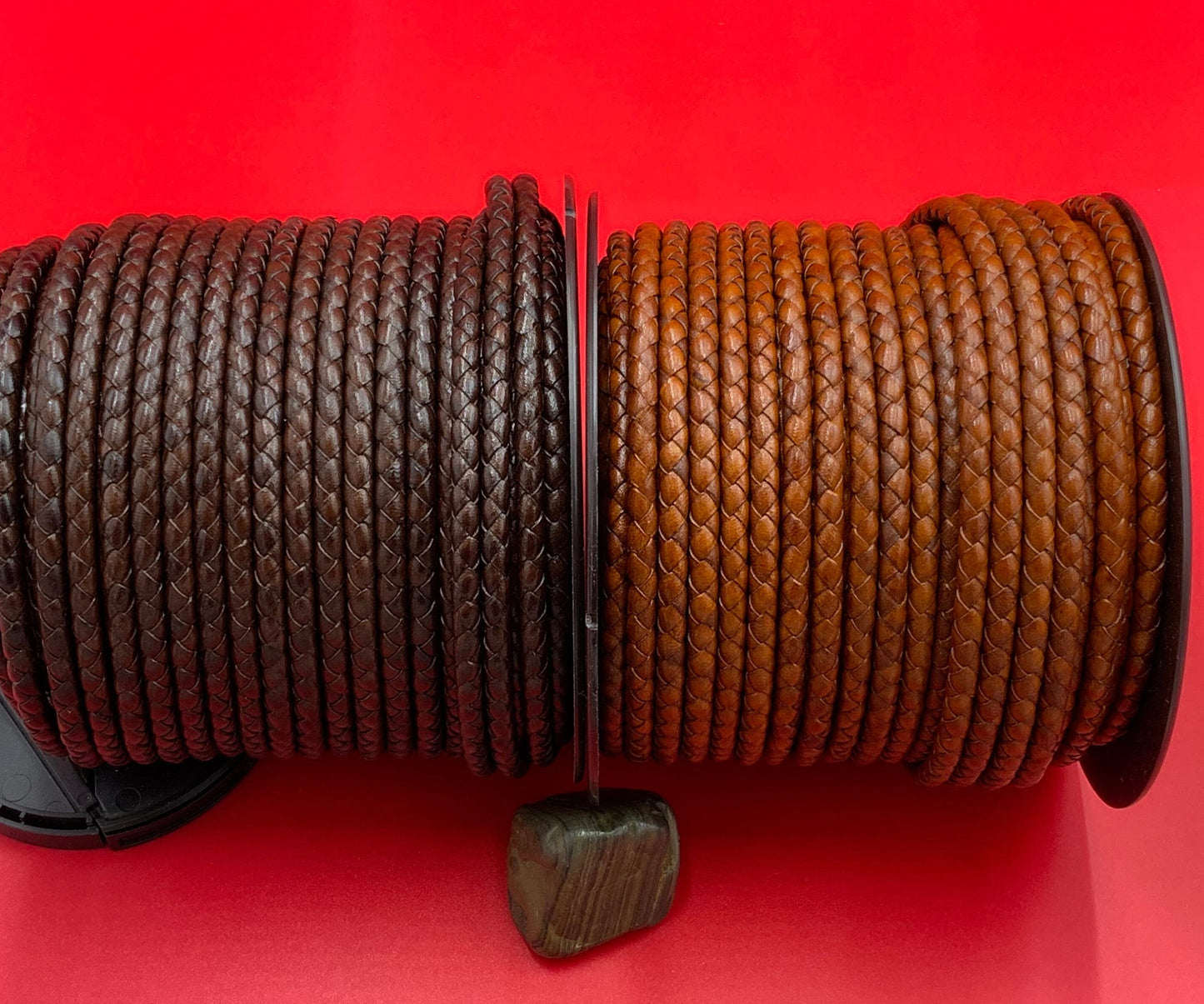 MADE in SPAIN 24" 5mm braided leather cord, 5mm brown braided leather cord
