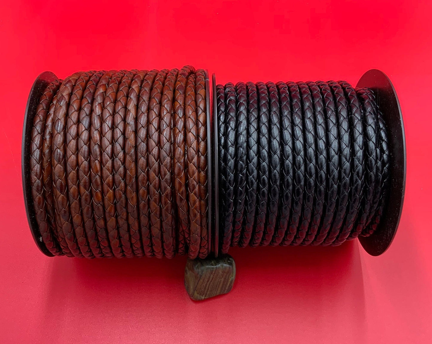 MADE in SPAIN 24" 6mm braided leather cord, 6mm brown and black braided leather cord