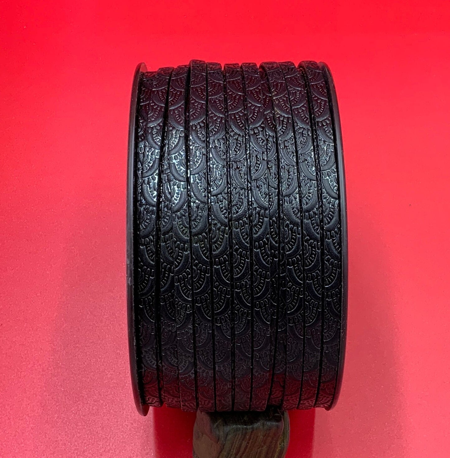 MADE in EUROPE 24" flat leather cord, embossed 5mm leather cord, genuine leather cord