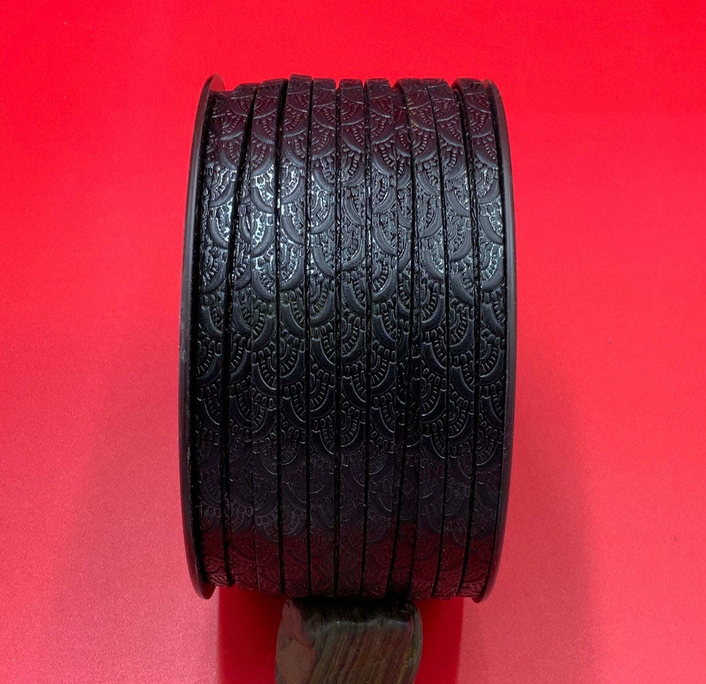 MADE in EUROPE 24" flat leather cord, embossed 5mm leather cord, genuine leather cord