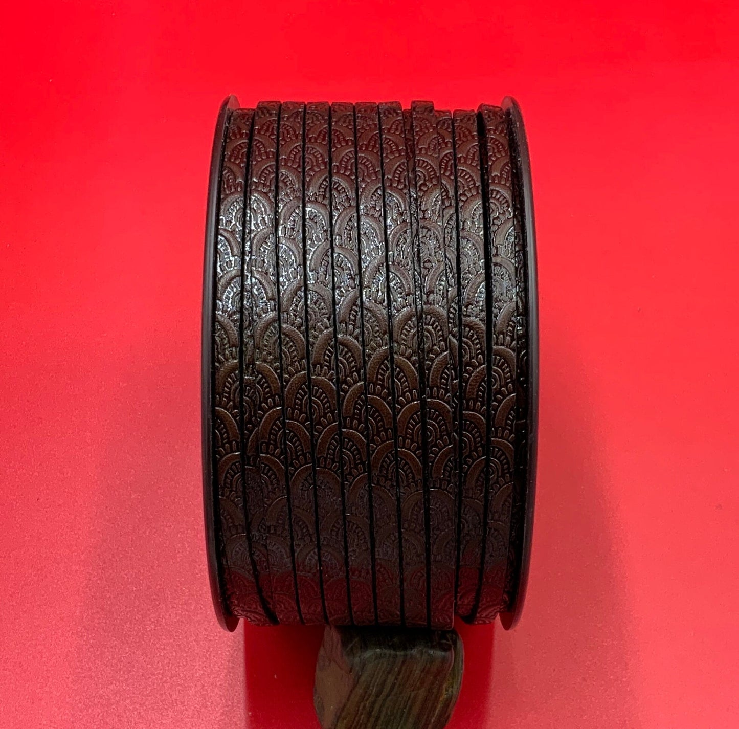 MADE in EUROPE 24" flat leather cord, embossed 5mm leather cord, genuine leather cord