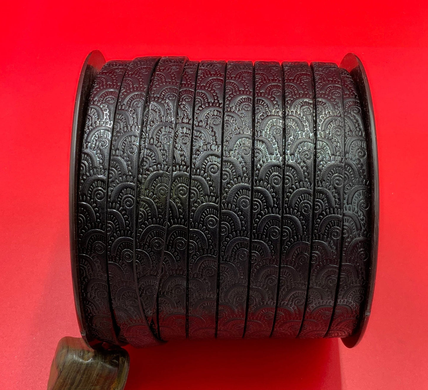 MADE in EUROPE 24" flat leather cord, embossed 10mm leather cord, genuine leather cord