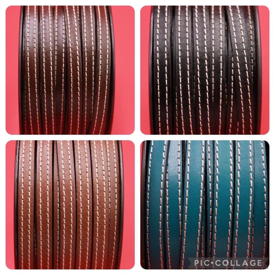 MADE IN SPAIN 24" flat stitched leather cord, 10mm flat leather cord, 10mm stitched leather cord (TCPC10)