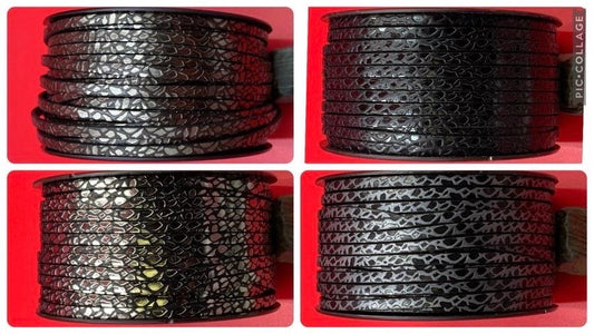 MADE in EUROPE 24'' multi-color leather cord, 5mm flat giraffe embossed leather cord