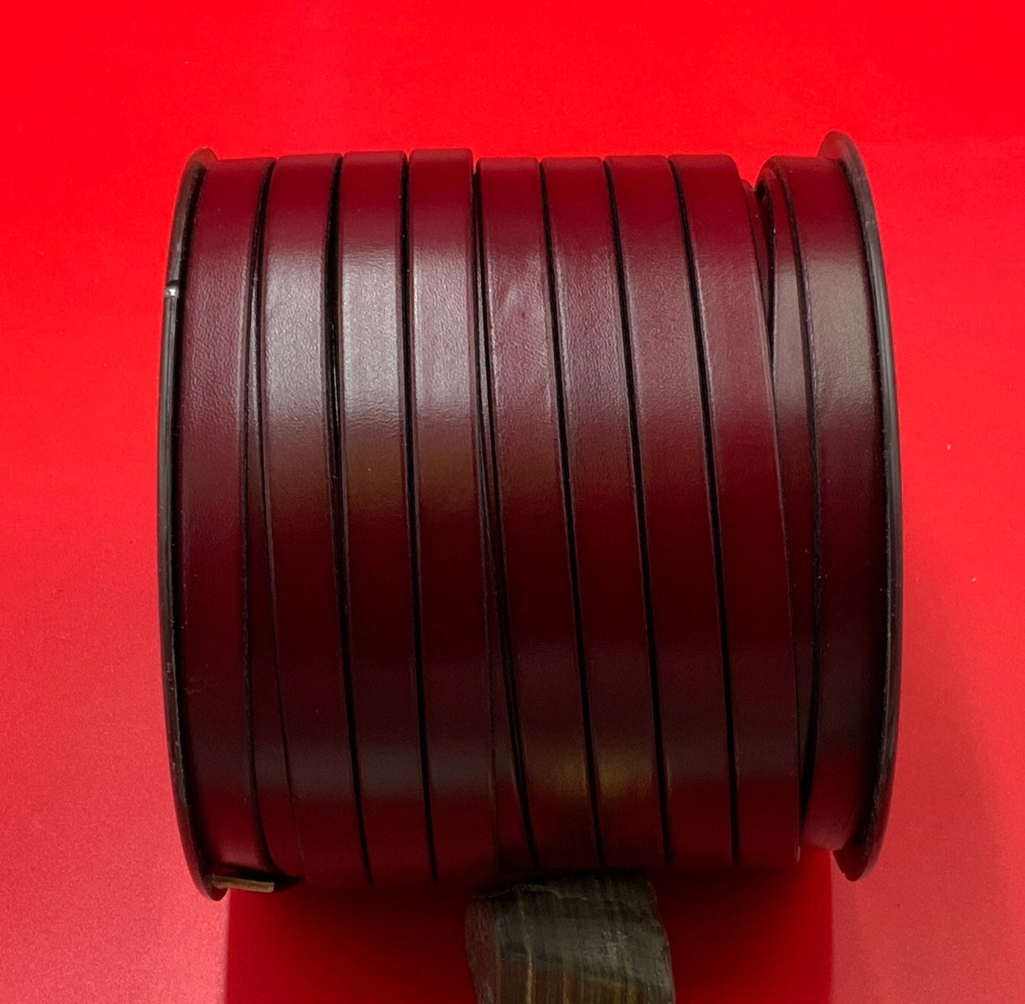 MADE IN SPAIN 24" flat leather cord, flat red and dark red leather cord, 10mm flat leather cord
