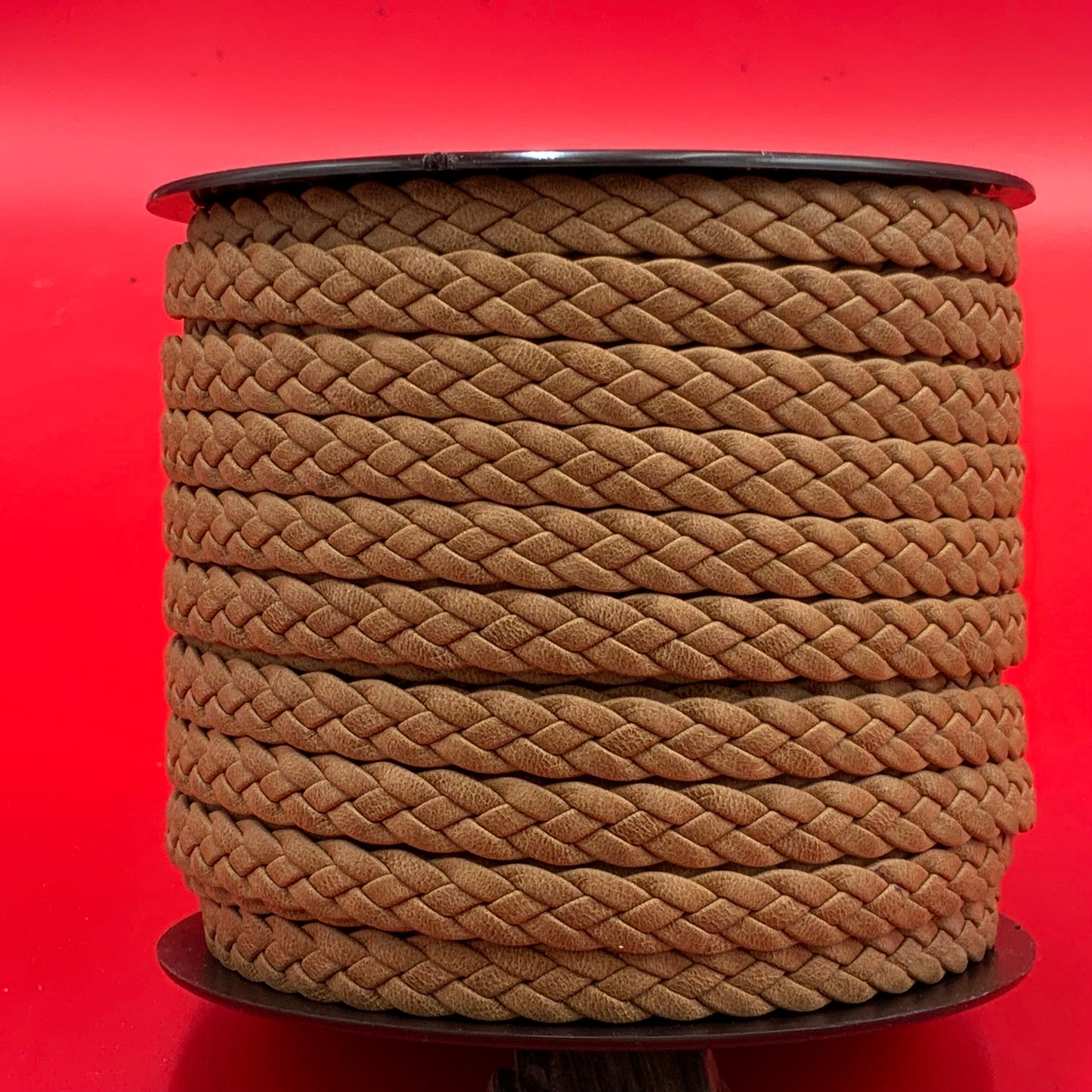 MADE IN SPAIN 24" Arizona flat braided leather cord, jewelry cord, brown braided cord (TRP104x3)