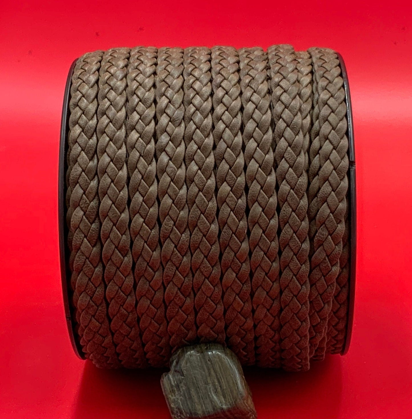 MADE IN SPAIN 24" Arizona flat braided leather cord, jewelry cord, brown braided cord (TRP104x3)