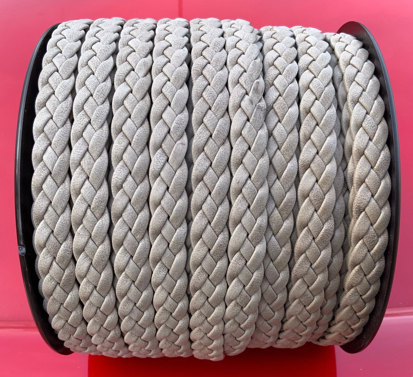 MADE IN SPAIN 24" Arizona flat braided leather cord, jewelry cord, brown braided cord (TRP104x3)
