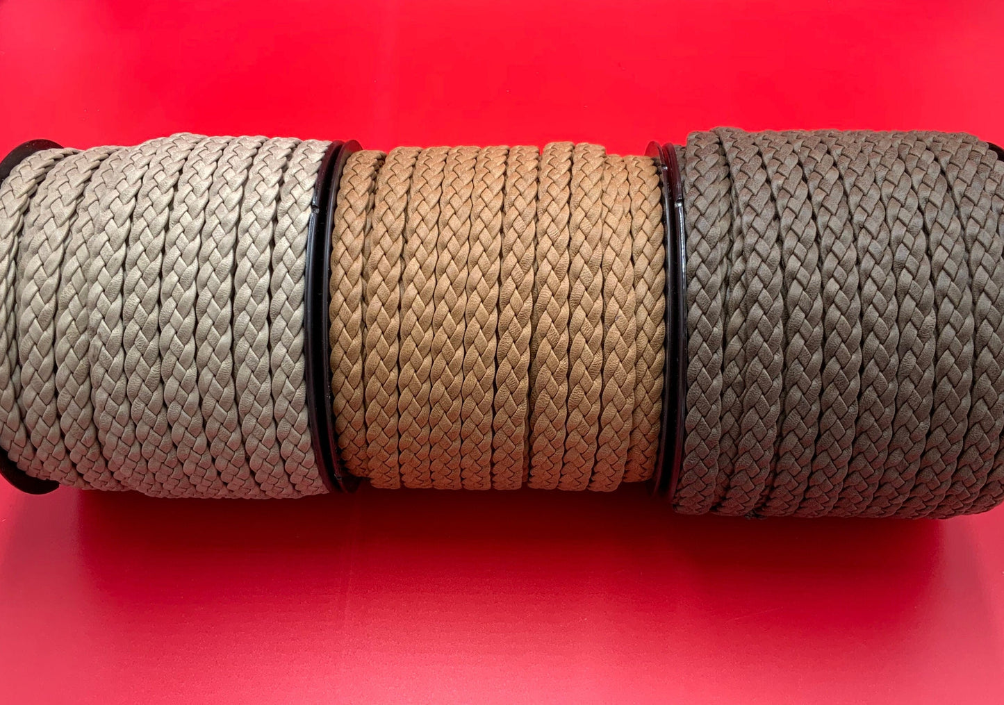 MADE IN SPAIN 24" Arizona flat braided leather cord, jewelry cord, brown braided cord (TRP104x3)