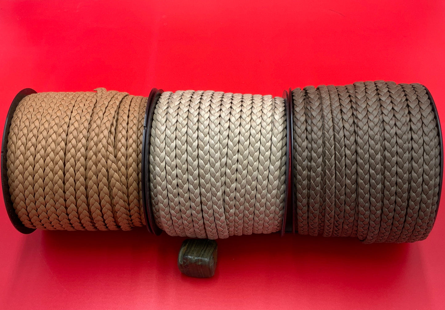 MADE IN SPAIN 24" Arizona flat braided leather cord, jewelry cord, brown braided cord (TRP103x3)
