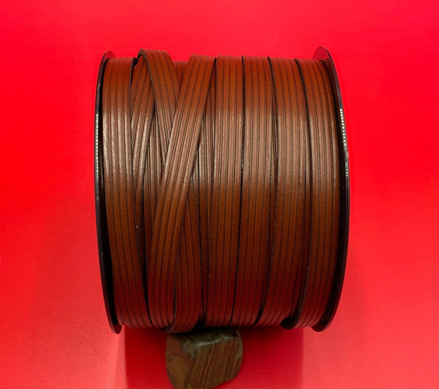 MADE in EUROPE 24" flat leather cord, embossed 10mm medium brown leather cord, genuine leather cord (AR120/10/COG)