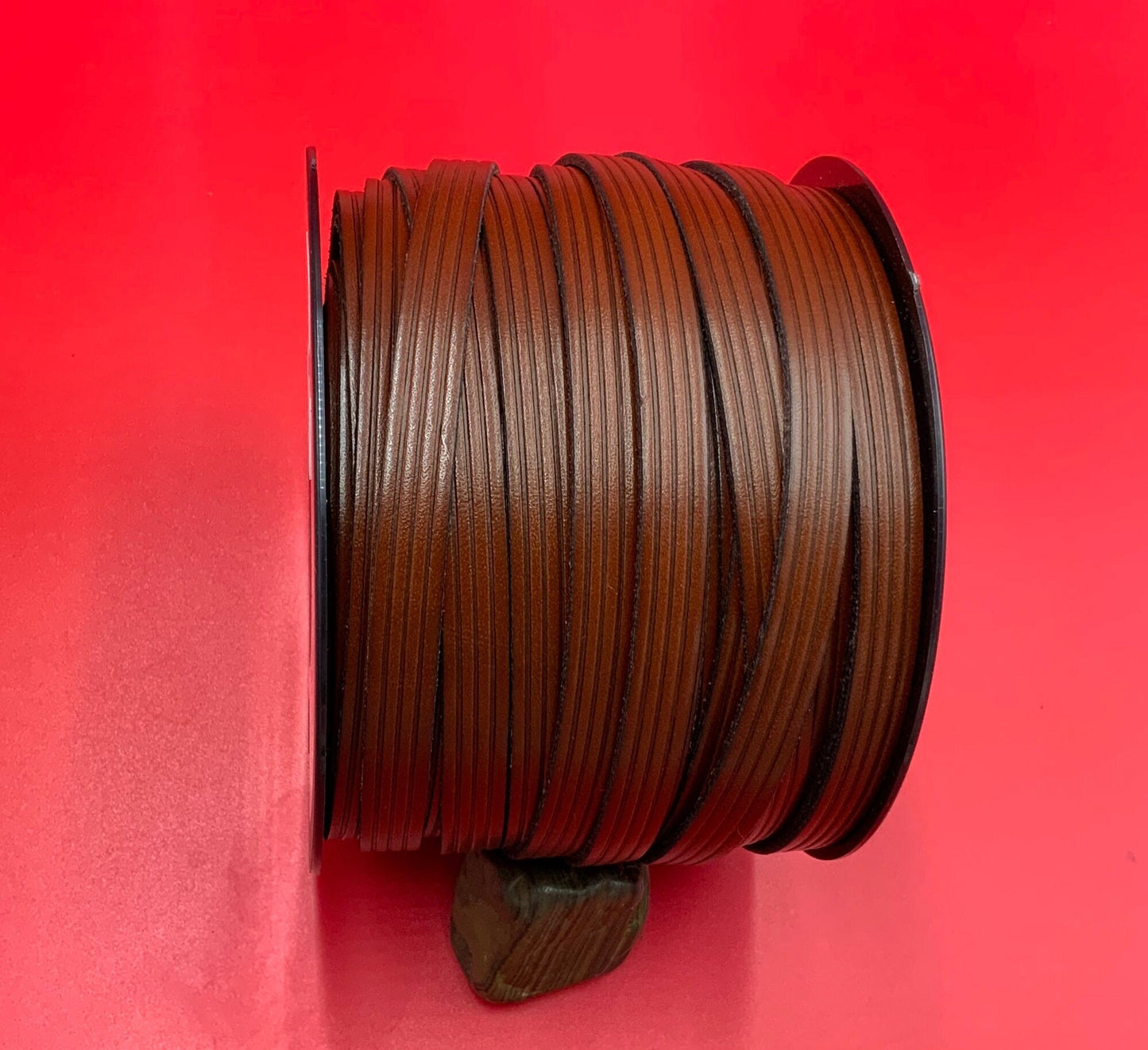 MADE in EUROPE 24" flat leather cord, embossed 10mm medium brown leather cord, genuine leather cord (AR120/10/COG)