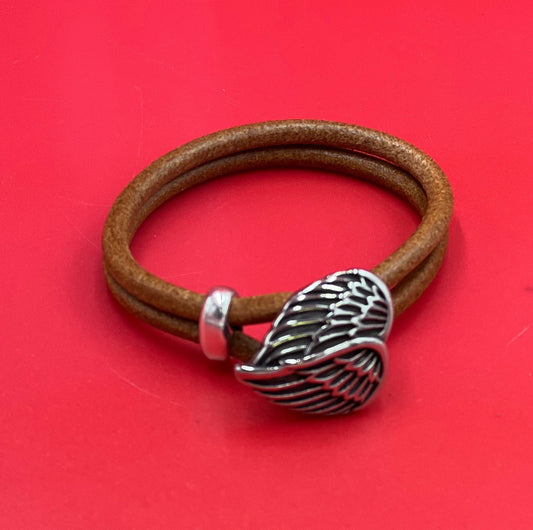 RC0232>> 304 Stainless steel angel wings button clasp, button clasp for 5mm round cord Qty1