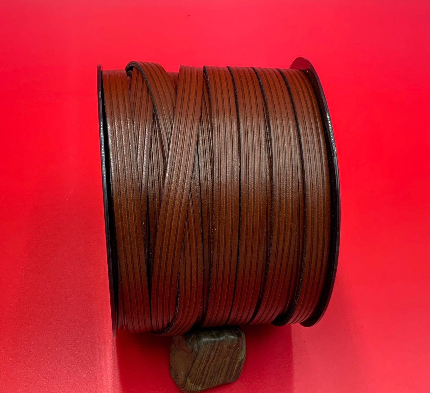 MADE in EUROPE 24" flat leather cord, embossed 10mm medium brown leather cord, genuine leather cord (AR120/10/COG)