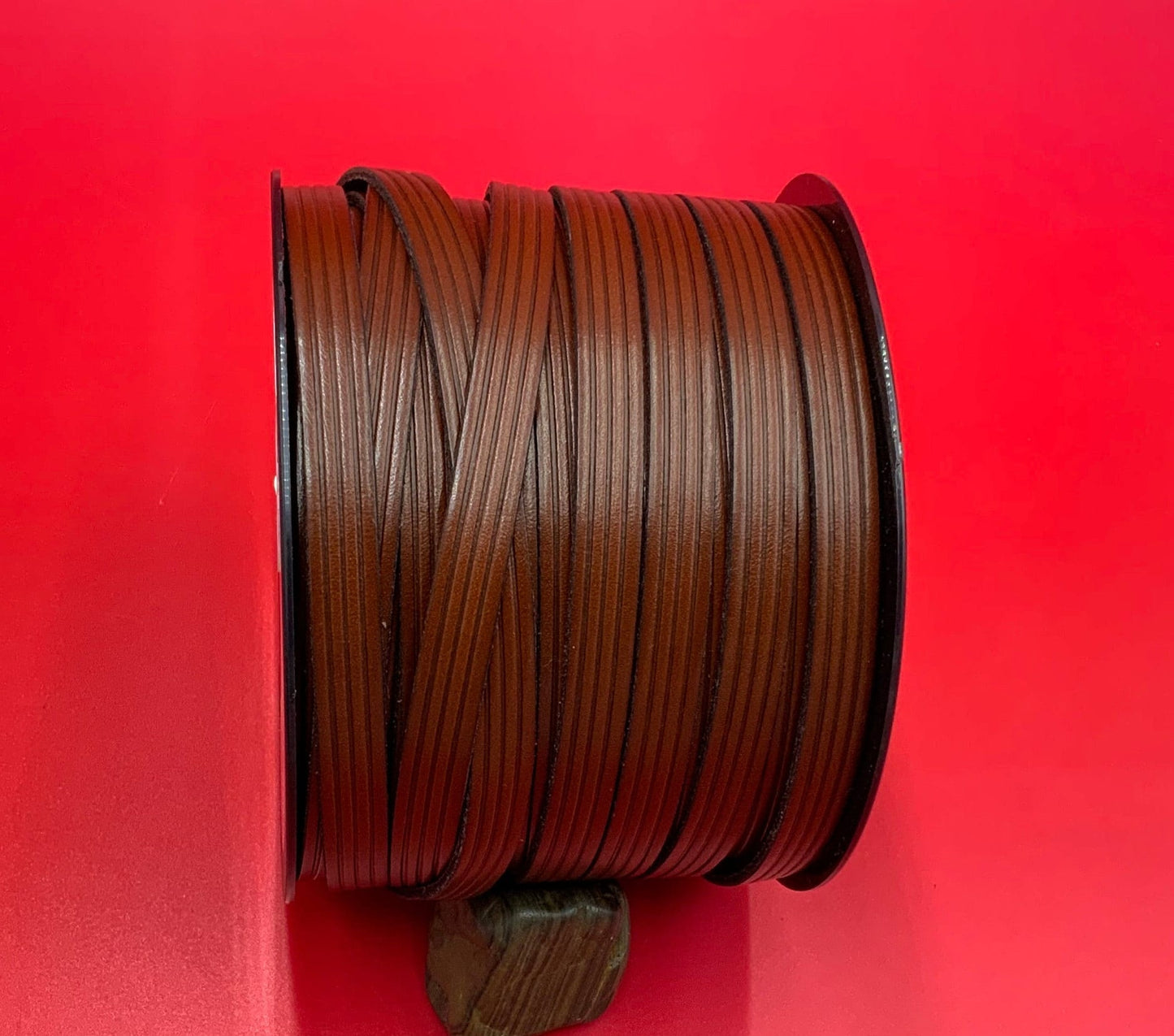 MADE in EUROPE 24" flat leather cord, embossed 10mm medium brown leather cord, genuine leather cord (AR120/10/COG)