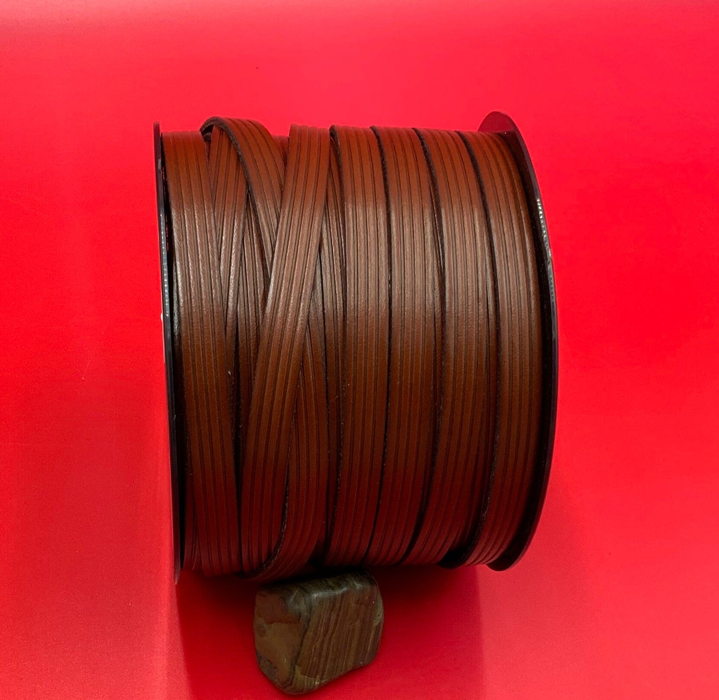 MADE in EUROPE 24" flat leather cord, embossed 10mm medium brown leather cord, genuine leather cord (AR120/10/COG)