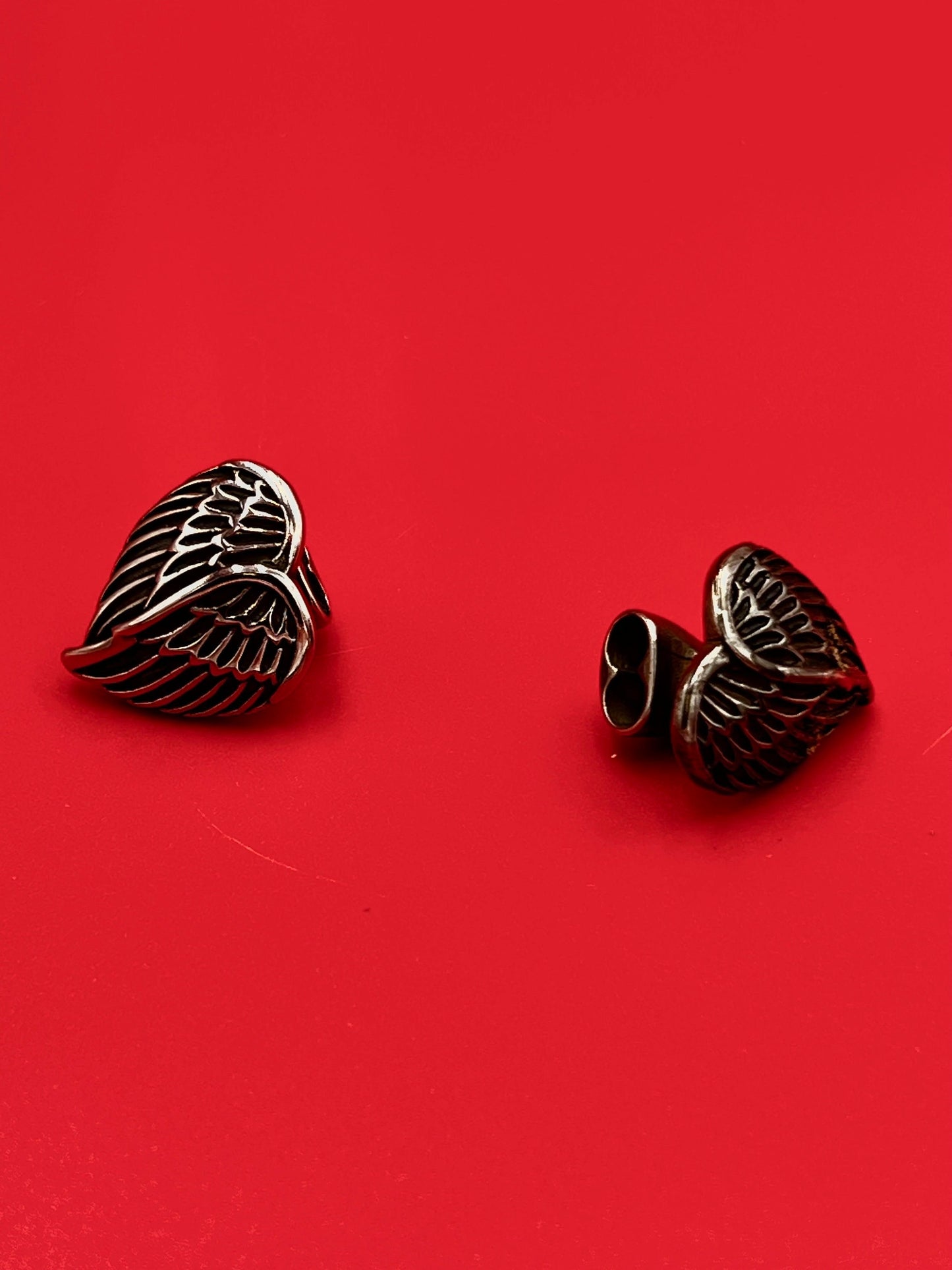 RC0232>> 304 Stainless steel angel wings button clasp, button clasp for 5mm round cord Qty1