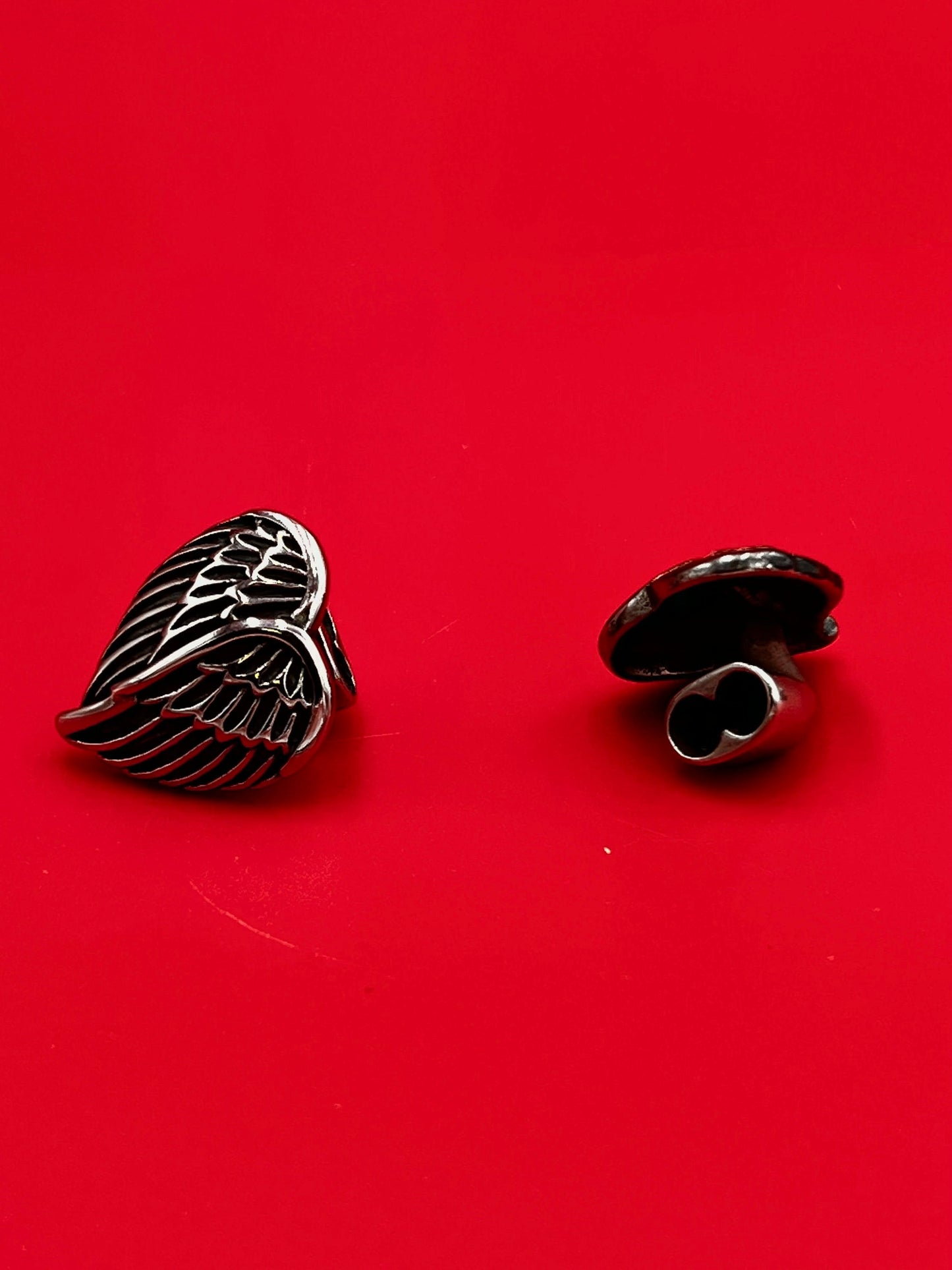 RC0232>> 304 Stainless steel angel wings button clasp, button clasp for 5mm round cord Qty1