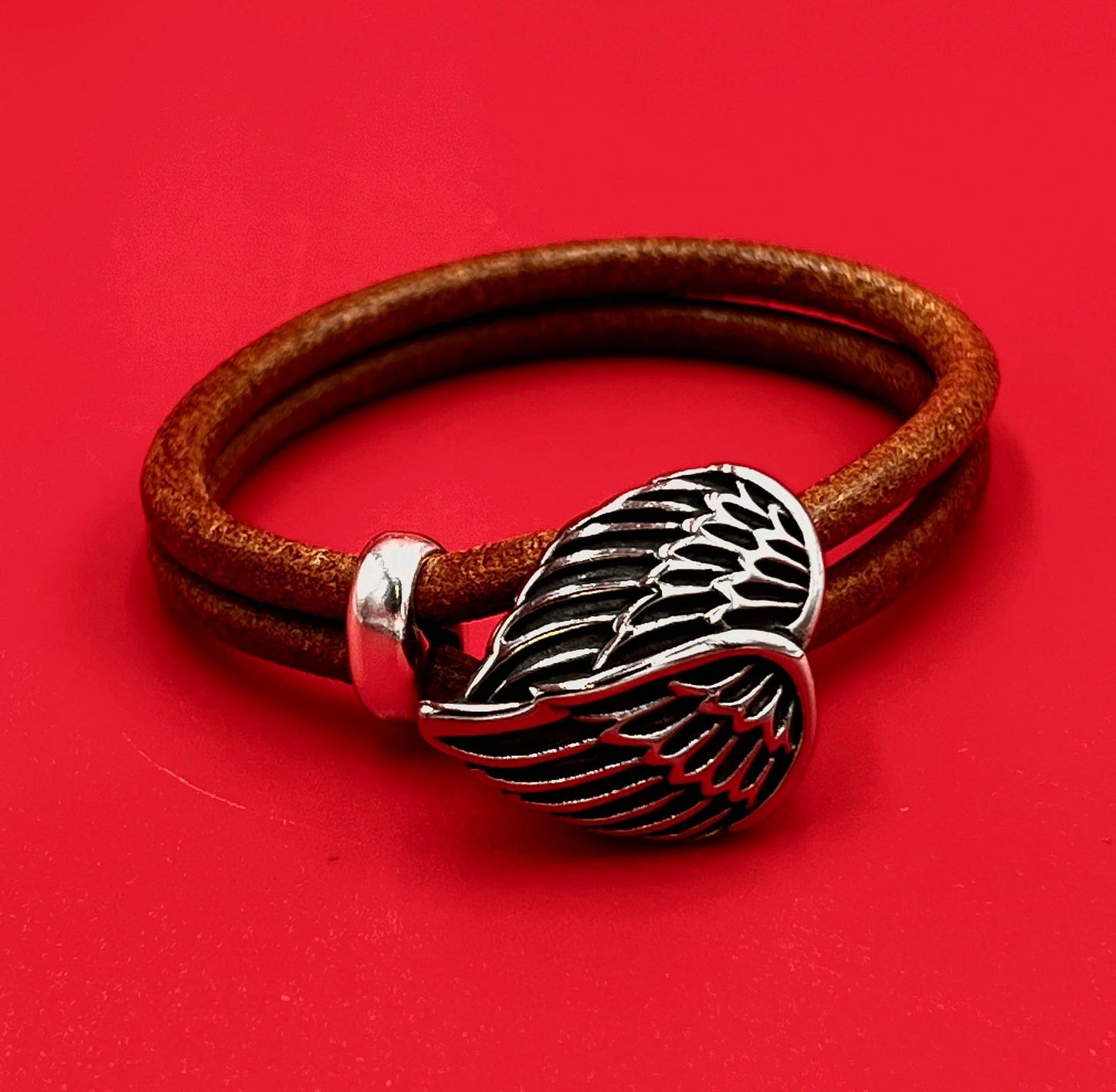 RC0232>> 304 Stainless steel angel wings button clasp, button clasp for 5mm round cord Qty1