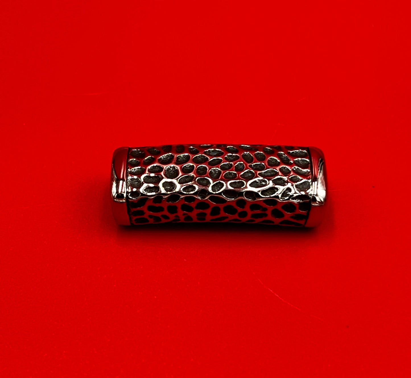 LS0111>> 304 Stainless steel hammered slider tube, licorice slider, large tube slider, Stainless steel for 12x6mm cord, Qty1