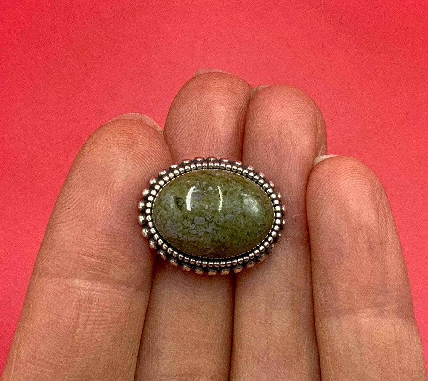 FS0551>>MADE IN EUROPE zamak oval slider with natural gemstone, 10mm flat cord slider with natural stone cabochon, Qty1