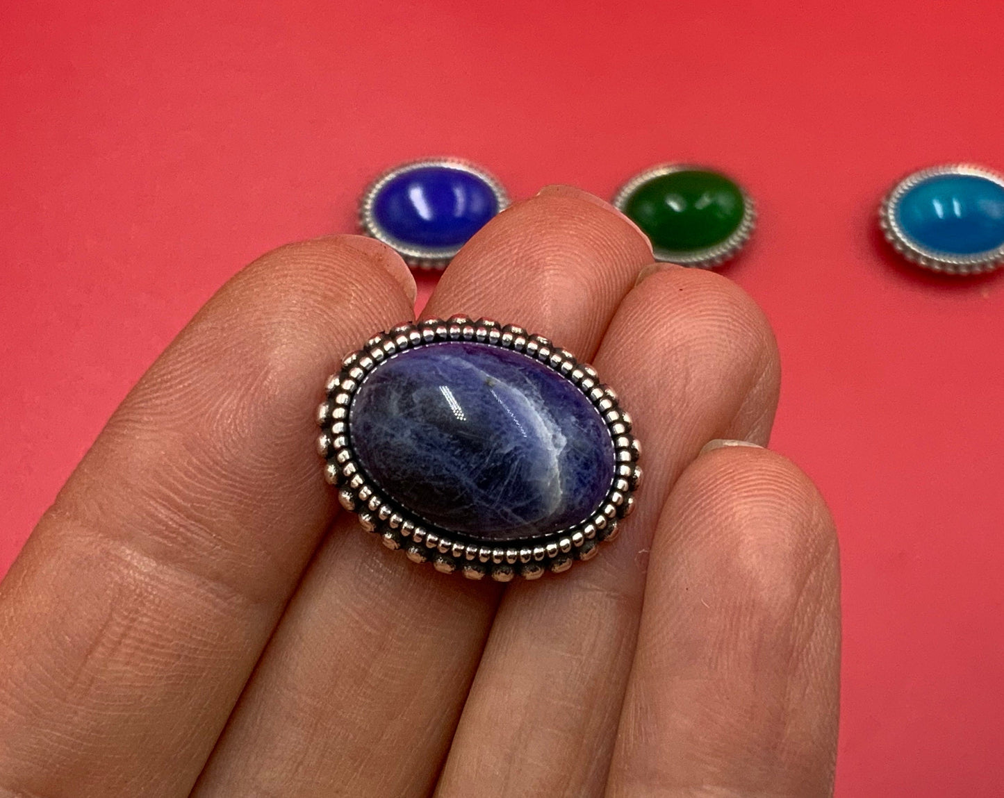 FS0551>>MADE IN EUROPE zamak oval slider with natural gemstone, 10mm flat cord slider with natural stone cabochon, Qty1